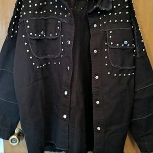 Black studded jean jacket
